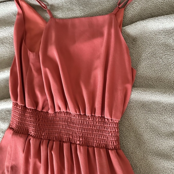 Pretty Garden Coral XS Tank Maxi Dress Vneck Tiered Buttons - Picture 7 of 8